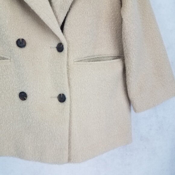 ASOS Design US 6 Petite Double Breasted Coat in Beige - Picture 2 of 9